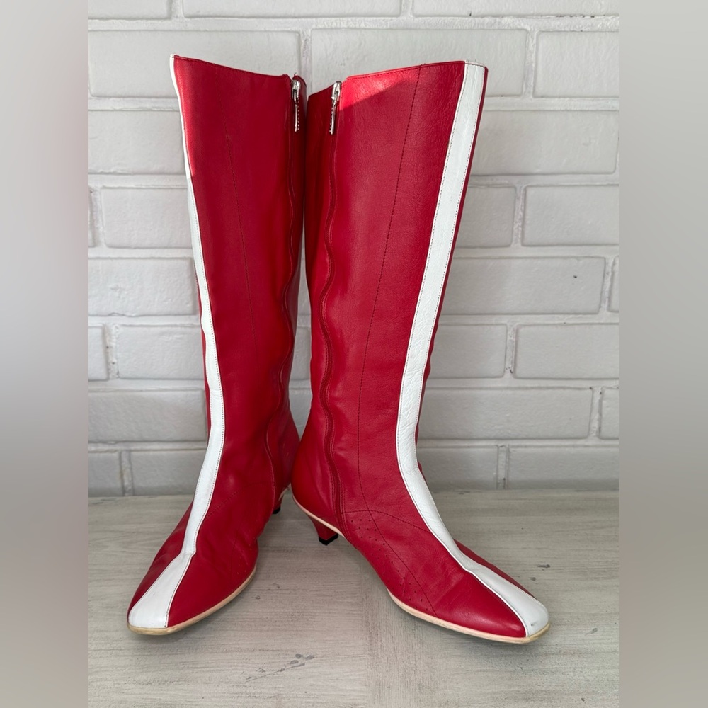 Vintage Lacoste Holly Leather Boots – Flamme/White, Size 7 (Fits Like 7.5–8)